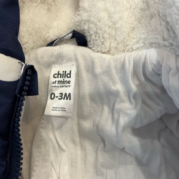 Snowsuit Polka Dot Navy with ruffle detail and ears on hood - Picture 8 of 9